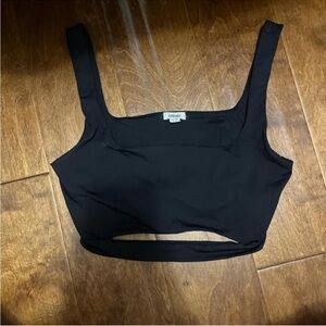 Garage Black Square-Neck Crop Tank